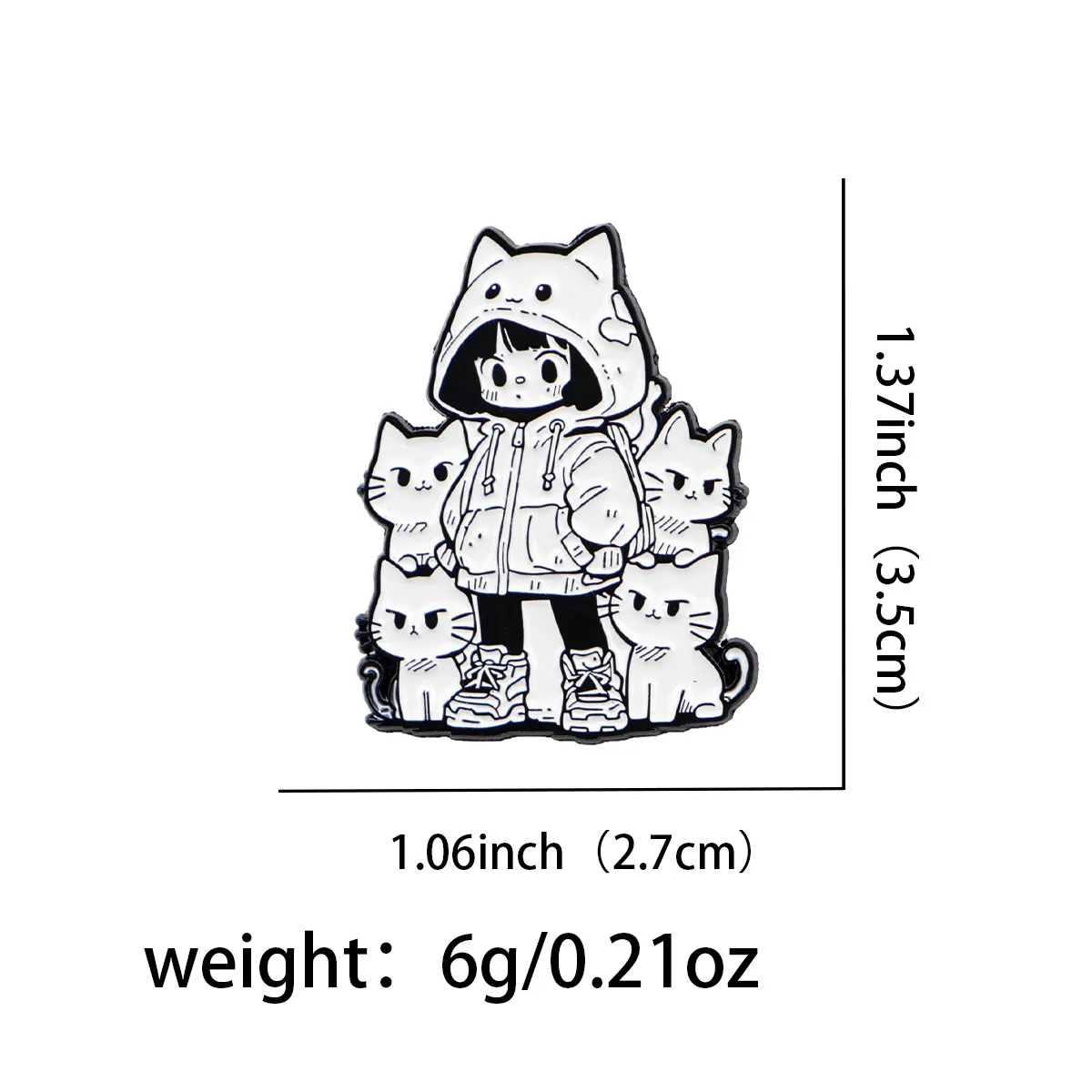 Enamel Pin Girl Cats Quotes Brooch Pines Lapel Pins Badge on Backpack Clothing Accessories Fashion Jewelry Friends Fans Gift