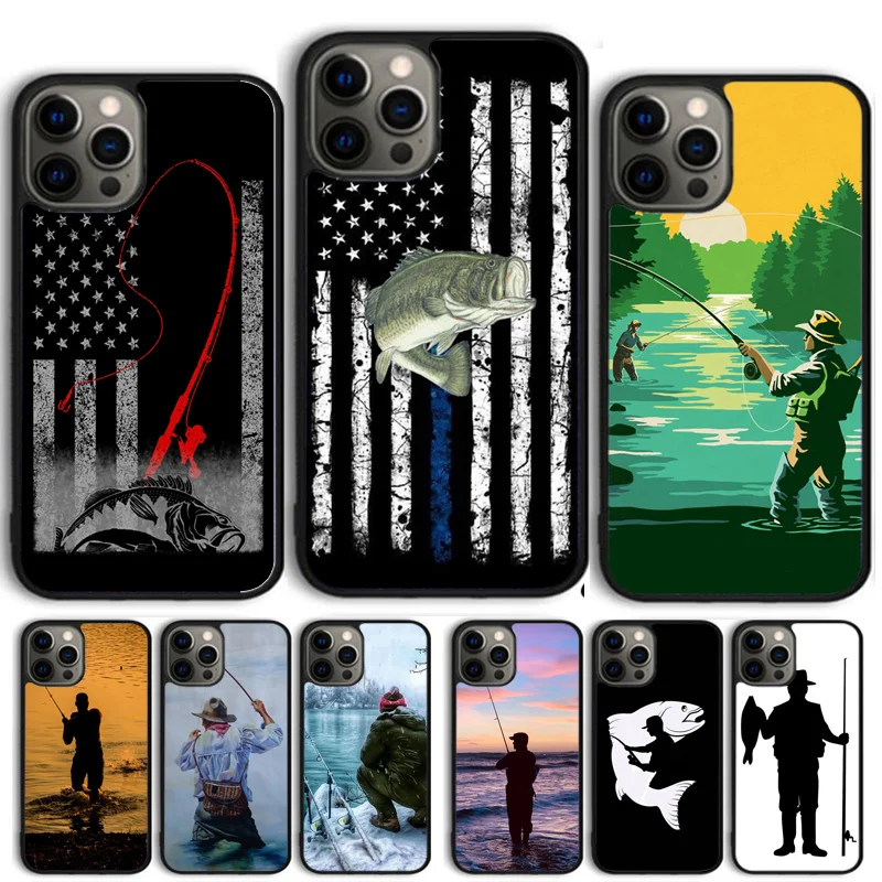 Fishing Fisherman Phone Case Cover For iPhone 16 15 11 13 14 Pro Max 12 mini Plus X XS Max XR Fundas