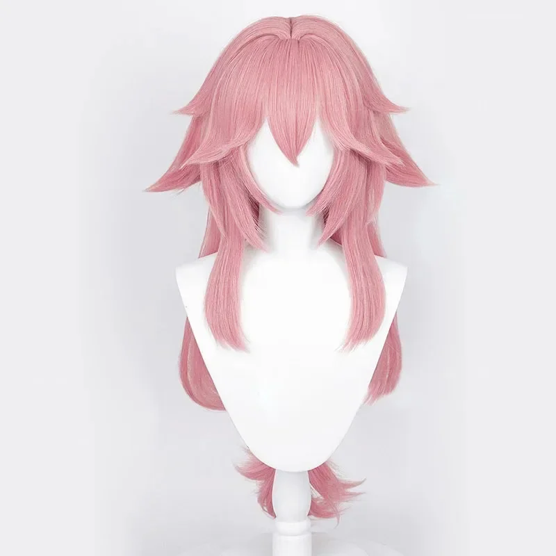 Simulated Scalp Yae Miko Cosplay Wig Genshin Impact Cosplay Yae Miko Wig Pink Heat Resistant Hair Party Woman Wigs