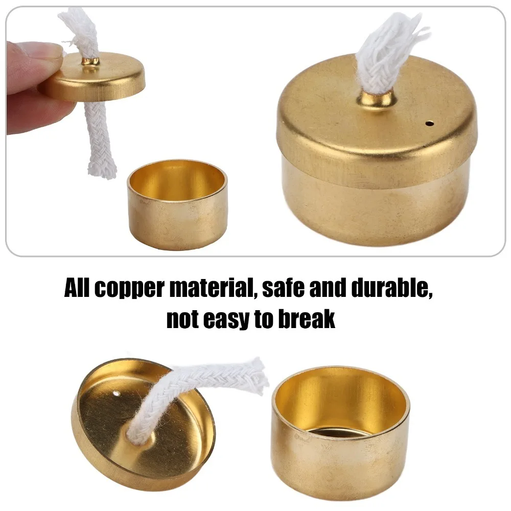 1.06x0.63in Experimental Alcohol Lamp Gold Light Weight Copper Heat Source Wick Adjustable Sturdy Build Lab Heating Tool