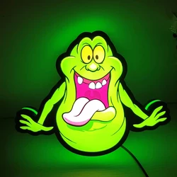 Ghostbusters Slimer LED Lightbox Sign Playroom Games Club Decoration Wall Art Decor 3D Print Nightlight Gamer Personalized Gifts