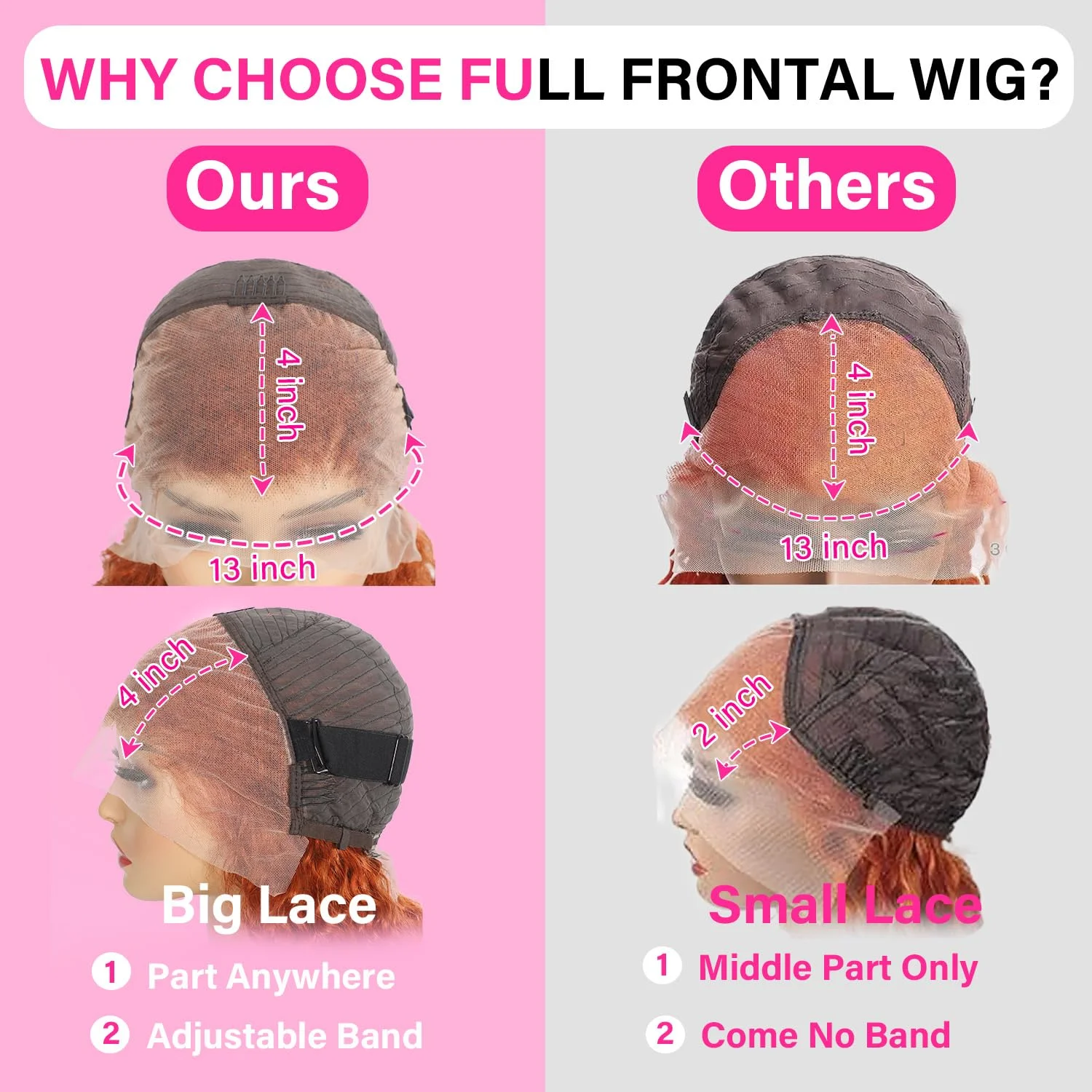 350 Orange Ginger Lace Front Wigs Human Hair 13x4 HD Transparent Lace Frontal Wig Water Wave Wig Human Hair Curly Pre Plucked