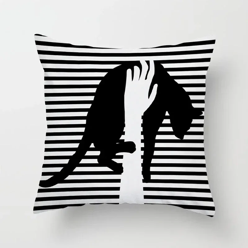 

Creative Black Cat Striped Cushion Cover Funny Pet Animal Throw Pillow Case Home Sofa Couch Nursery Decor Kids Room Pillowcase