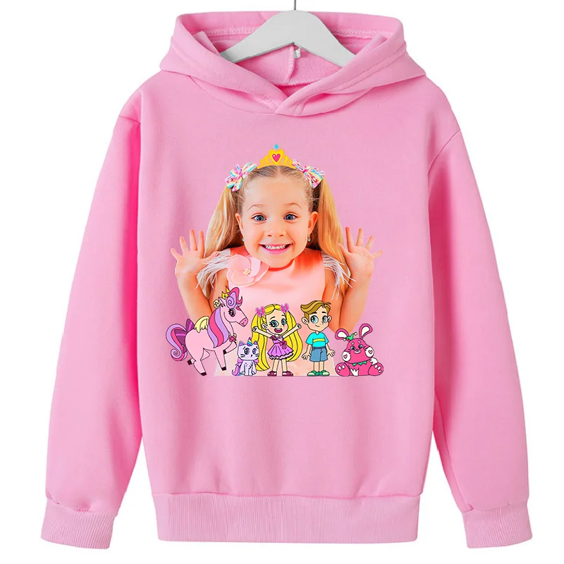 New Diana Print Cute Sweatshirts Girls GYM Lover Birthday Gift Pink Top Thick Clothes Kids  Hooodie Sweater