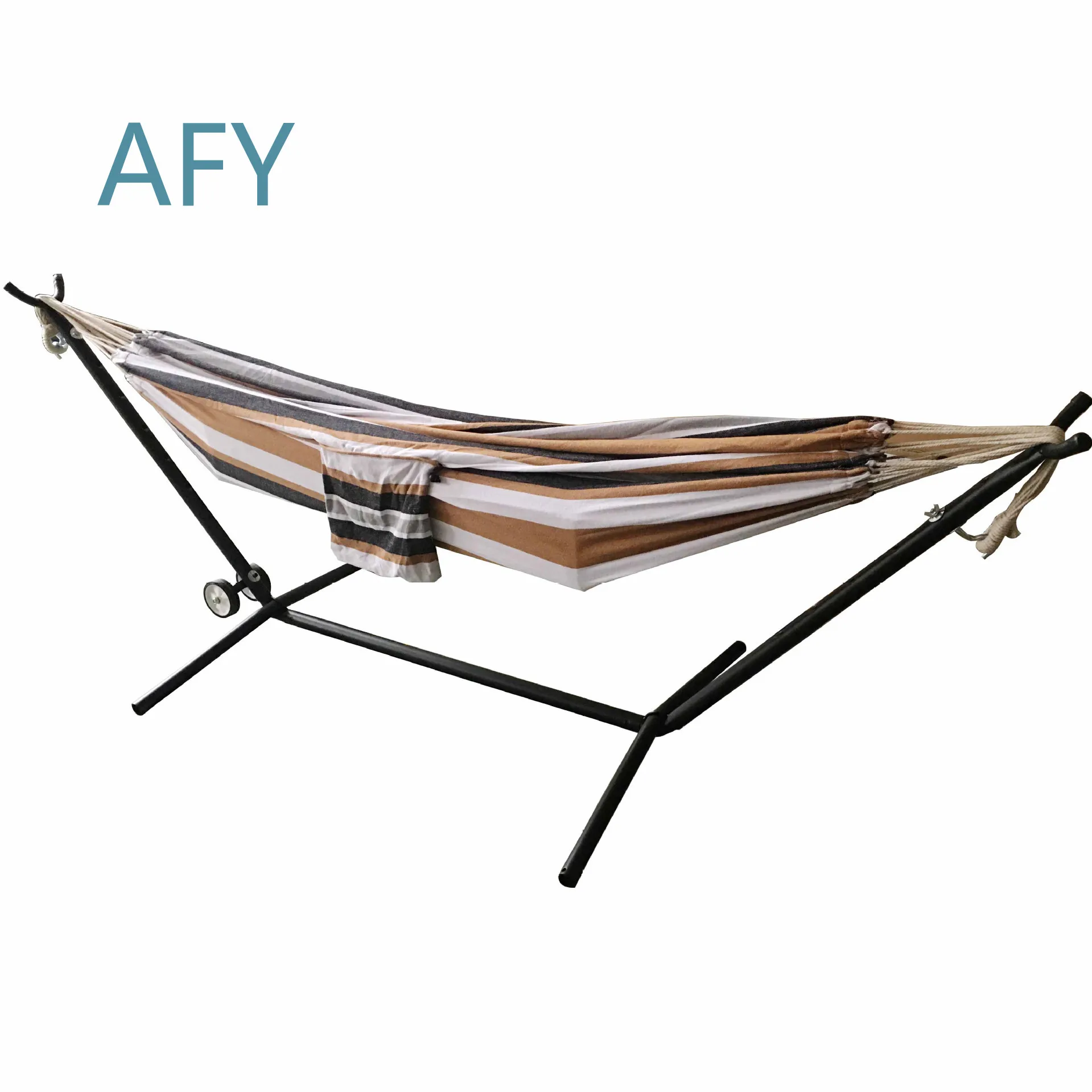 Outdoor Indoor Leisure Canvas Hammock with Roller Bracket for Camping Pulley System Labor-Saving Portable Hanging Chair for