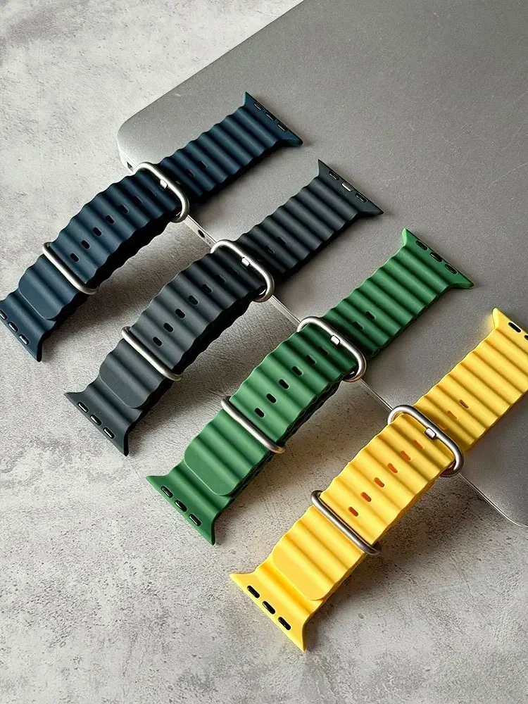 Ocean Strap For apple watch band 44mm 45mm 49mm 40mm 41mm 42mm 38mm Silicone Belt iWatch Ultra 2 8 7 6 5 4 3 Bracelet Watchband