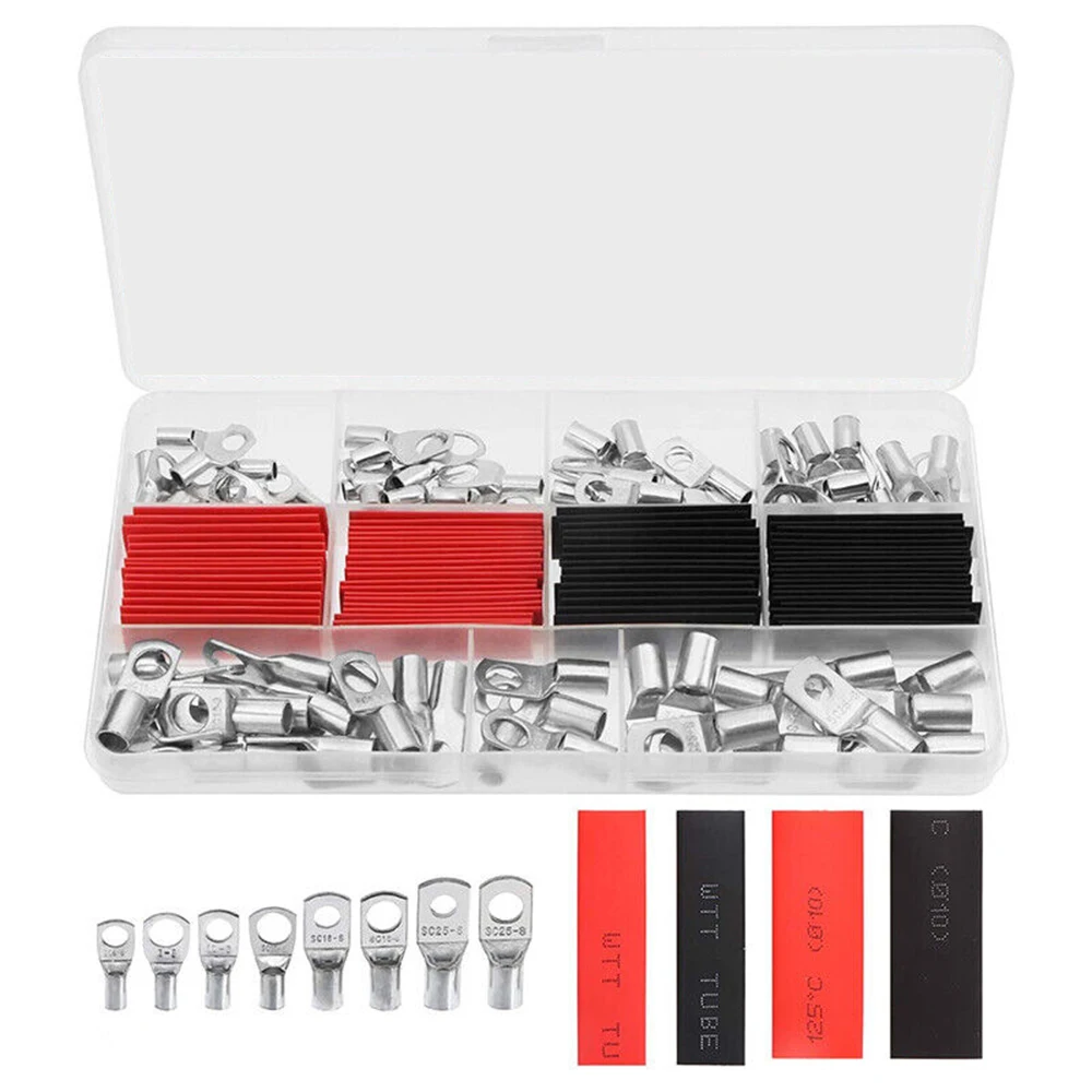 140 Battery Bable Lugs Marine Grade Lug with Heat Shrink Sleeves 70 Tinned Copper Tube Ring Terminals Tinned crimp connectors