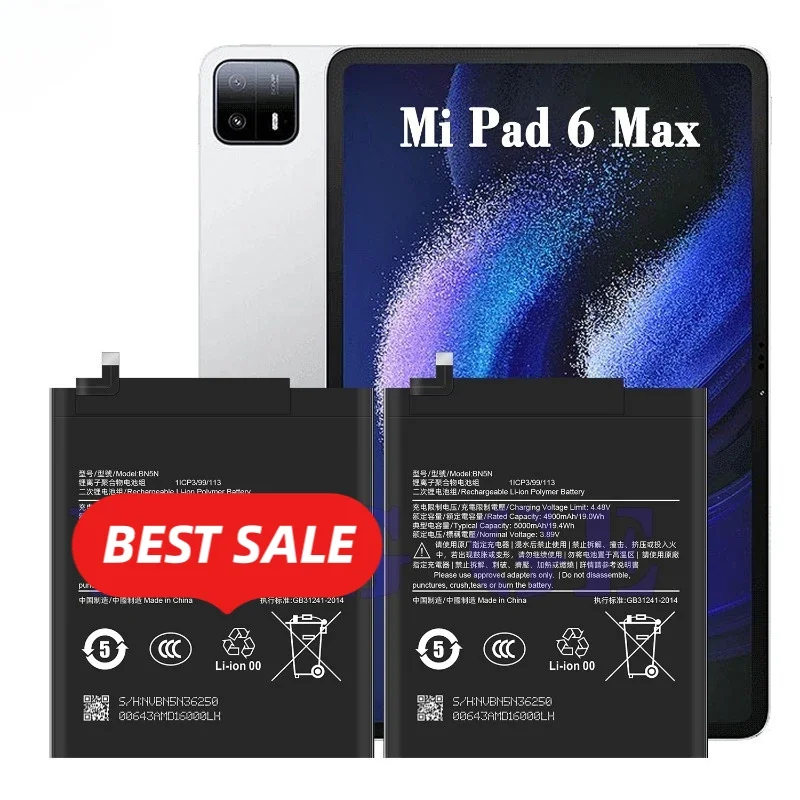 BN5N for Xiaomi Mi Pad 6 Max Tablet Battery High Quality High Capacity Battery Replacement Bateria Grade A Cell with Tools