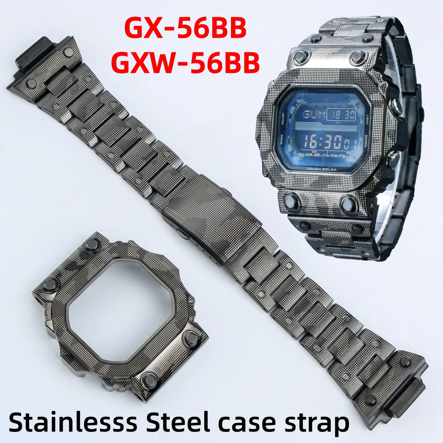 

Комплект для модификации часов GX-56BB Big G: металлический корпус и ремешок для Casio Gx56 GXW-56BB, браслет из нержавеющей стали, аксессуары с инструментом для установки.