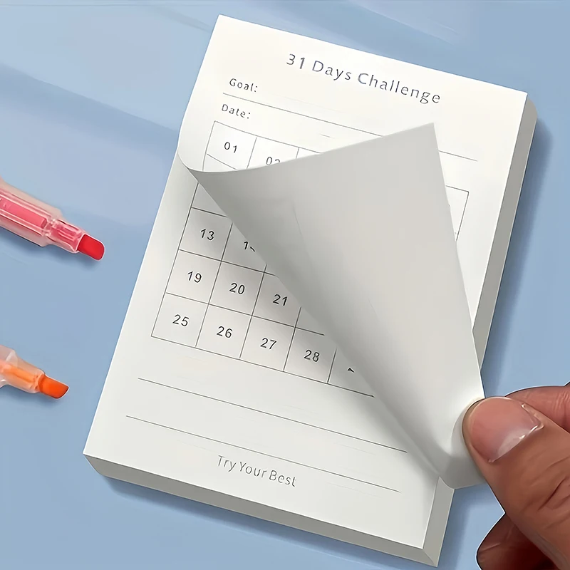 30 يومًا مخطط التحدي اليومي المفكرة الانضباط الذاتي المرجعية ذاتية اللصق مذكرة جيب صغير المرجعية منصات الكتابة