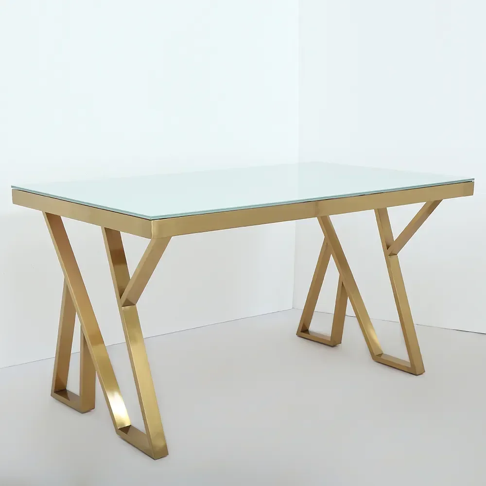 High Quality Luxury Stainless Steel Rectangle Dining Table Tempered Glass Marble Wedding Table for Home Hotel Restaurant