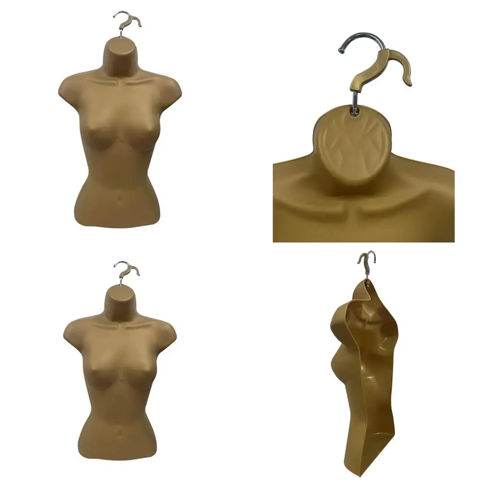 

Stackable Hollow Back Female Mannequin for Dress Display, T-Shirts, and Crafting with Hanging Hooks for Countertop Use
