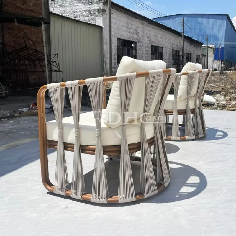 

Custom Made Aluminum Outdoor Furniture Modern Rope Chair Hotel Patio Beach Chairs with Table