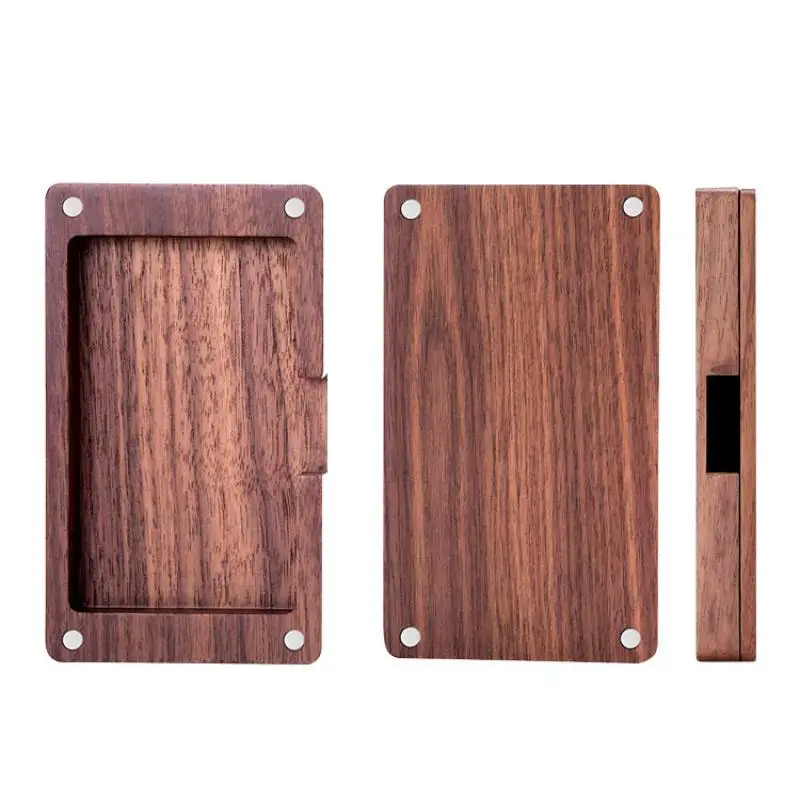 1Pc Creative Fashion Office Tabletop Solid Wooden Business Card Box Wooden Business Magnetic Business Card Box