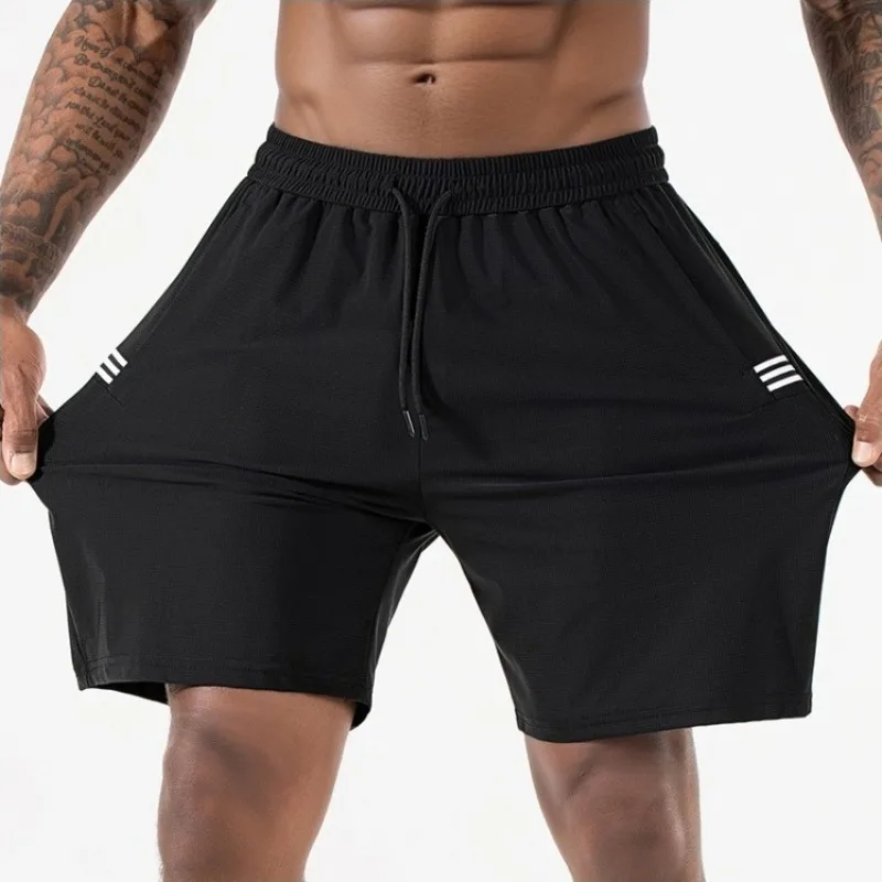 

Summer High-quality Ice Silk Sports Shorts Men Quick-drying Light Cool Workout Sportswear Man Casual Loose Beach Shorts Male