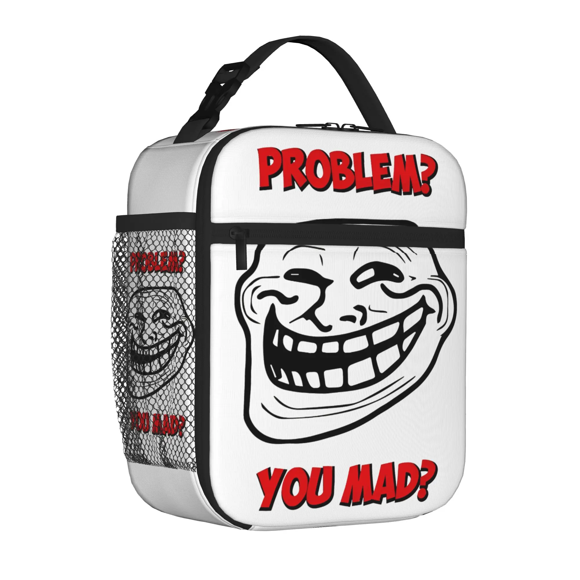 U Mad Bro Problem? Troll Face Memes Comic Tote Thermal Cooler Bag Funny Lightweight Insulated Lunch Bags Multifunction Bento Box