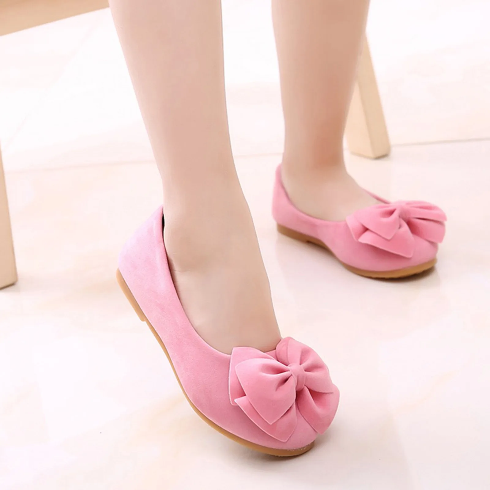 Children Kid Bowknot Flat Shoes Student Single Soft Dance Princess Shoes Girl Sweet Flats Shallow Boat Shoe 2024 Summer Autumn