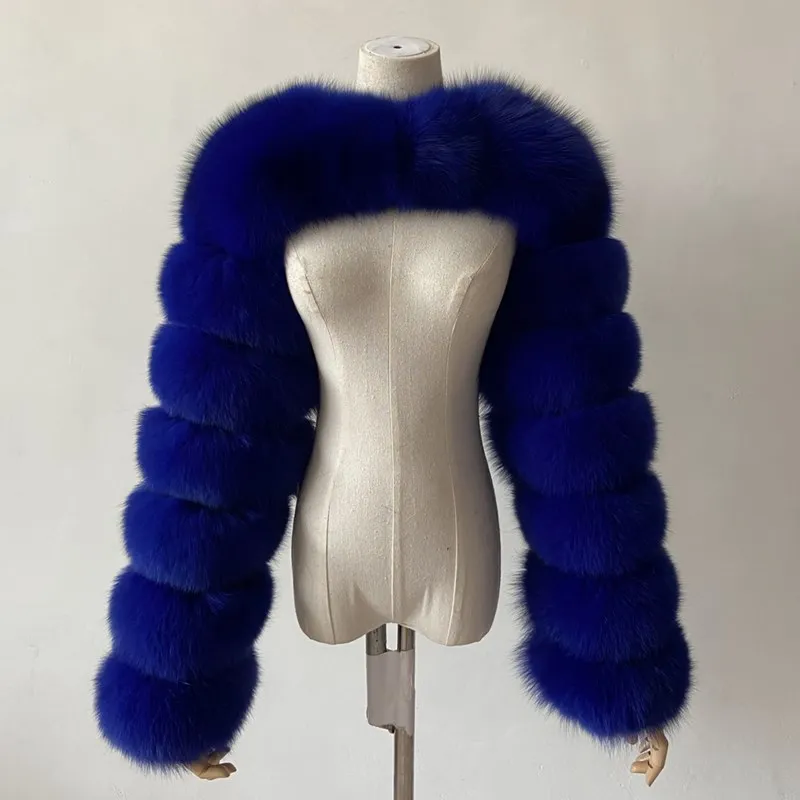 BEIZIRU Women's Real Fur Coat Silver Fox Red Fox Two Sleeve 60CM Length Naked Fashion