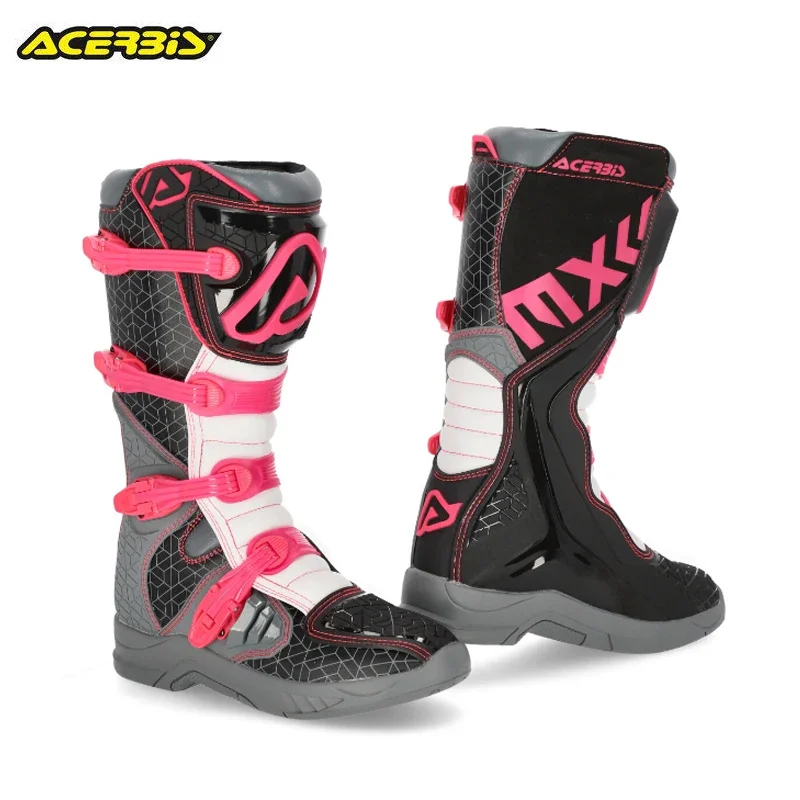 Italy ACERBIS Motorcycle Botas Professional Track Riding Boots Cowhide Waterproof Racing Anti-Collision Off-Road For Rally Race