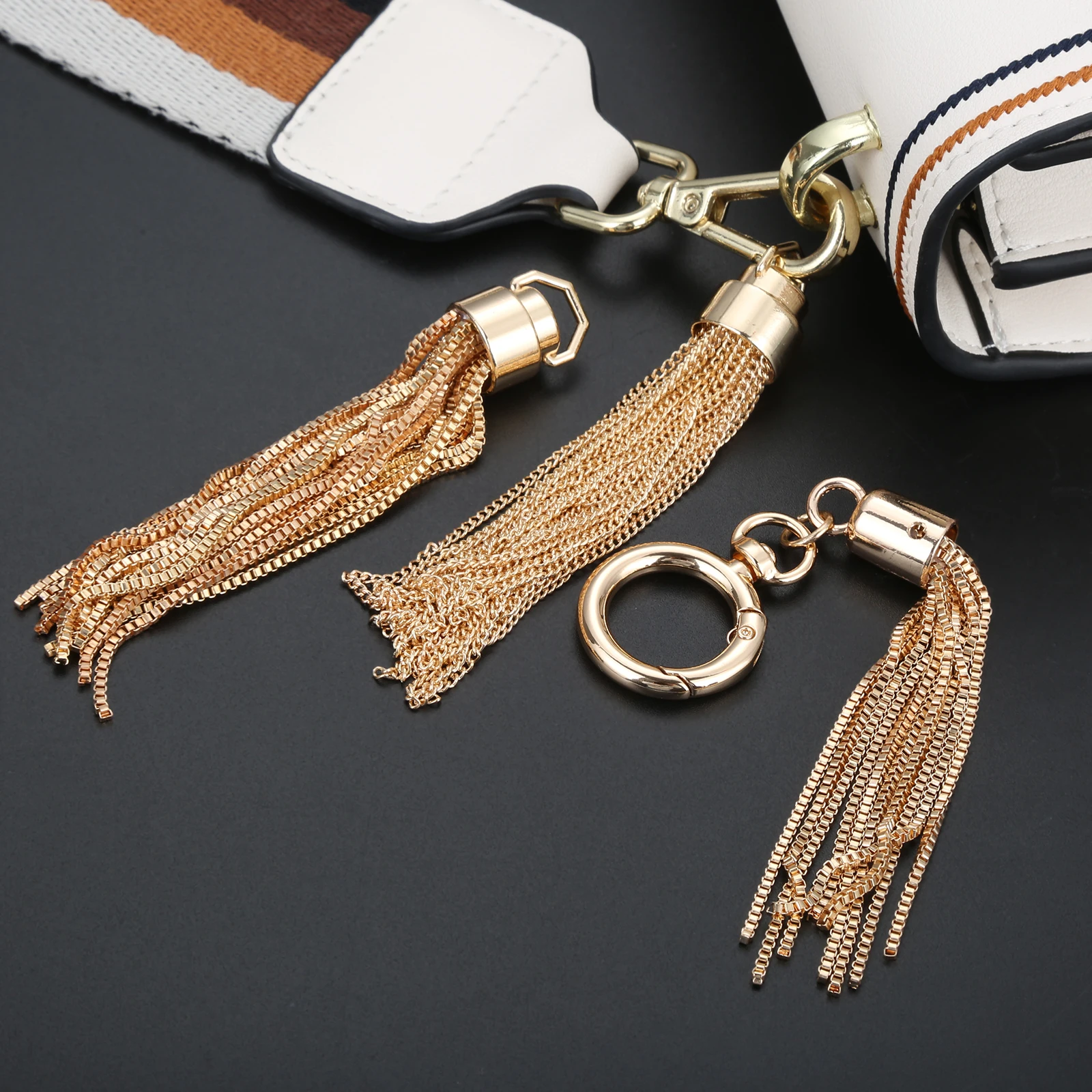 1 PC Metal Chain Tassel Leather Bags Jewelry Curtain Garments Decorative Accessories DIY Key Cell Phone Bag Fringe Trim Tassels