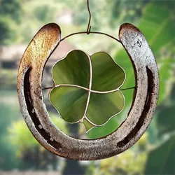 Four Leaf Luck Horseshoe Handmade Horseshoe Decor Good Luck Door Wall Decoration Horseshoe Art Ornaments Decorations 2024 Hogar