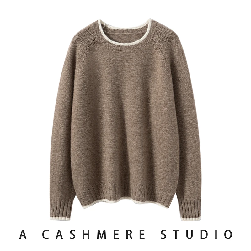 Hot Sale Autumn Winter New 100% Cashmere Sweater O-Neck Women\'s Thicken Warm Pullover Female Loose Knit Jumper Large Size Tops