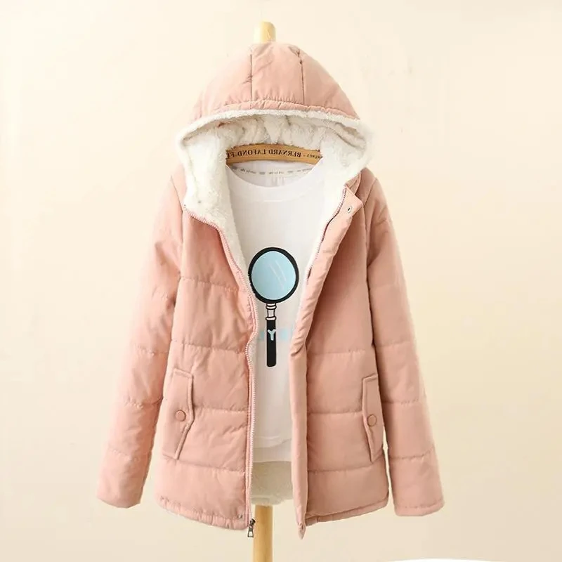 Autumn Winter Warm Parkas Womens Casual Hooded Padded Jacket Coat Plush Cotton Parkas Coat Female Cottong Clothing Outwear Tops