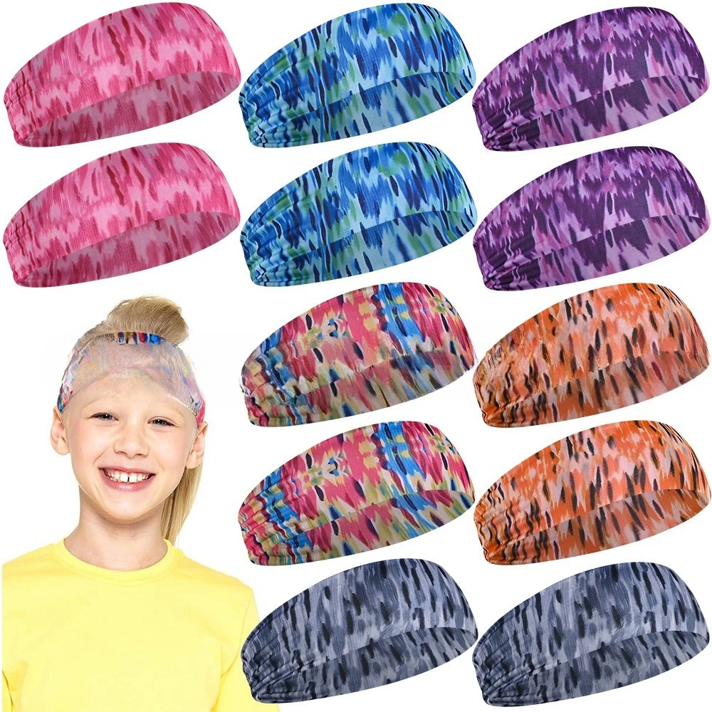 

Kids Tie Dye Sports Headband Stretchy Glitter Hairband for Yoga