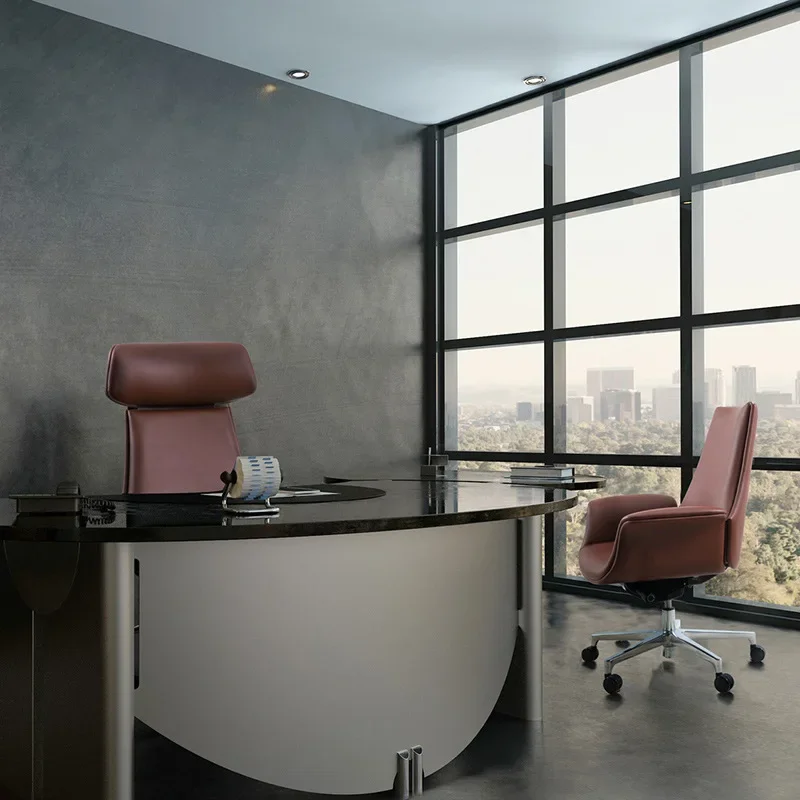 Executive Chair Leather Fashion Boss President Cowhide Swivel Comfortable and Sedentary Home Ergonomic Office