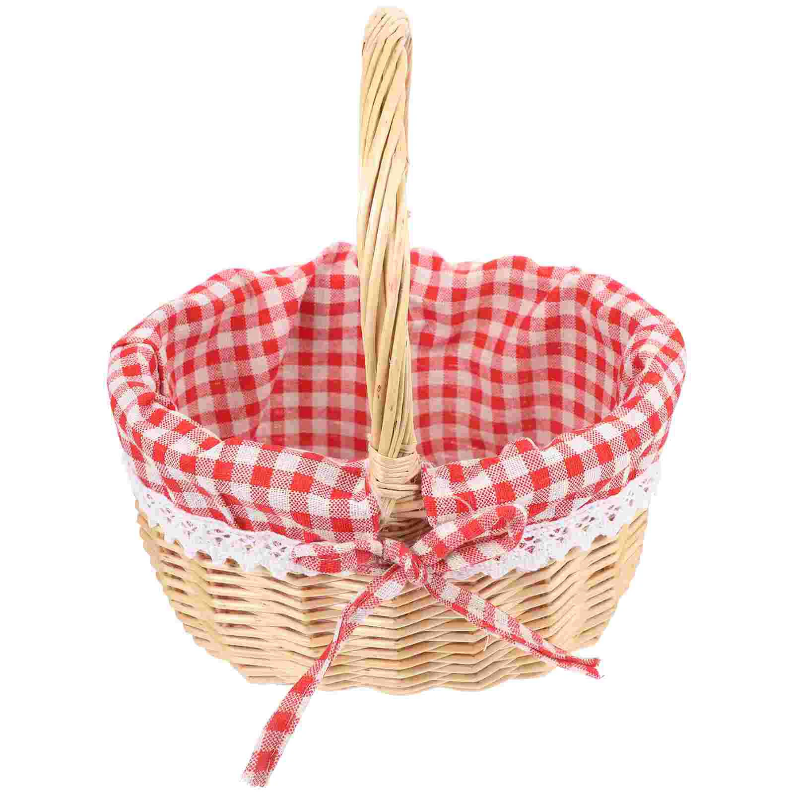 Rattan Storage Basket Gift Kitchen Baskets Straw Hand Picnic Egg Gathering Wooden Harvest Fruit Display