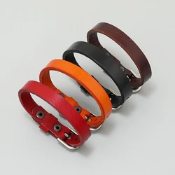 Vintage Style Solid Color Smooth Leather Bracelet All-Match Couple Wristband Men Women Hand Accessories Trendy Jewelry Gifts