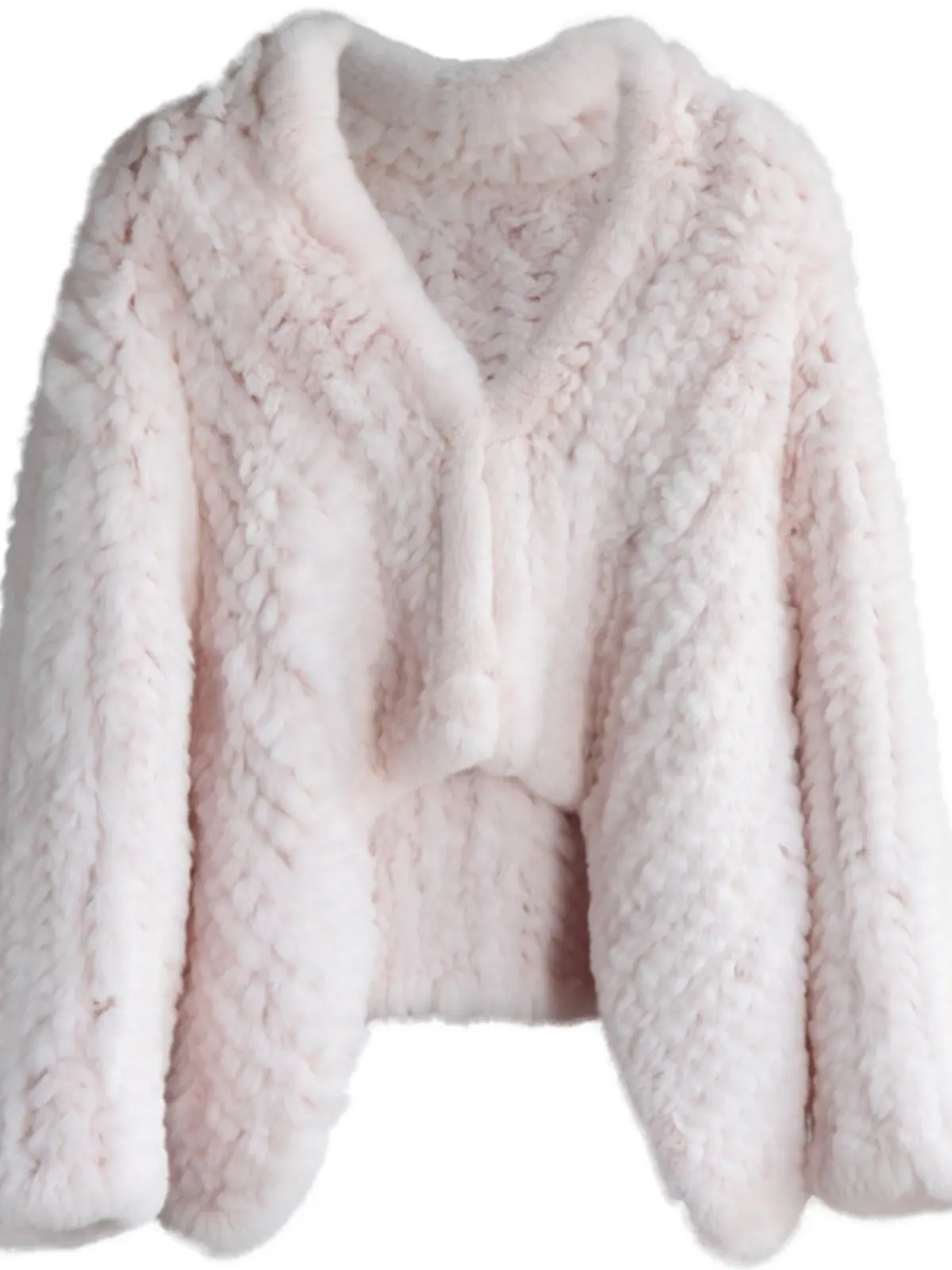 

2025 imported otter rabbit fur woven fur jacket Korean version of high-waisted short double-sided woven otter rabbit cardigan