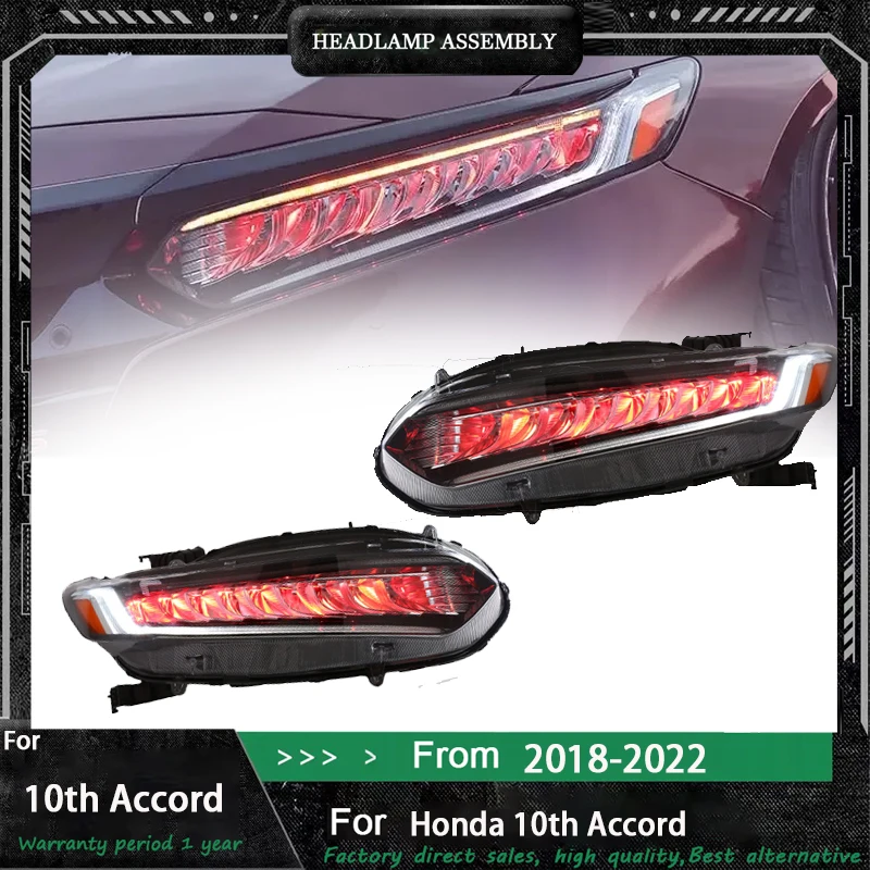 

Для Honda Accord 10 2018 2019 2020 2021 2022 Галогенная фара в сборе со светодиодной передней фарой DRL OE Сменная фара