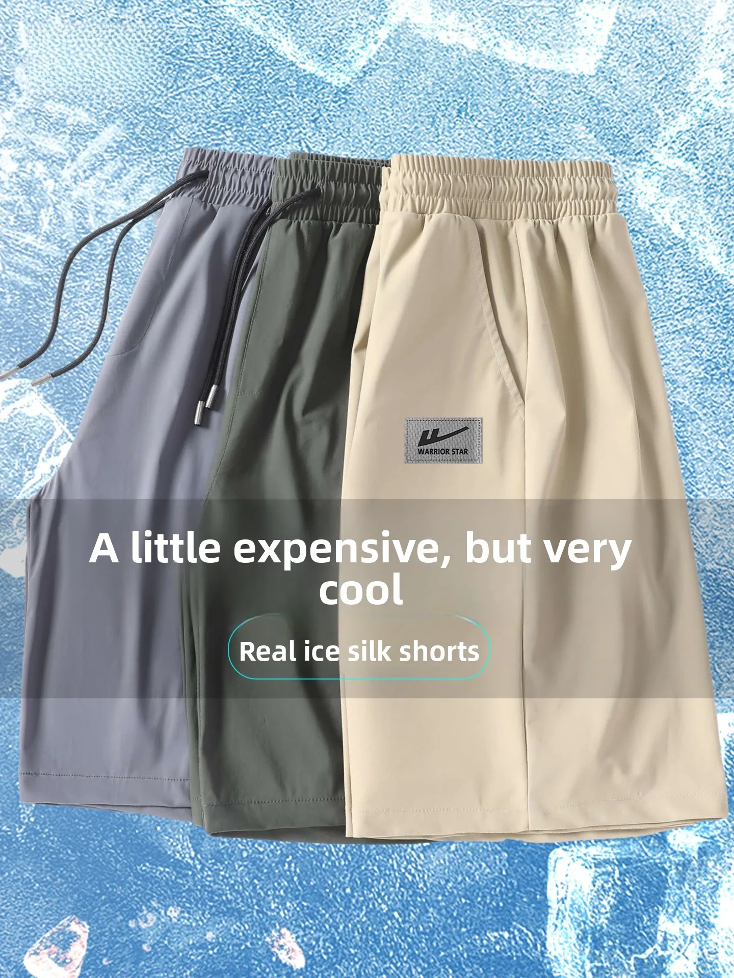 

Warrior Ice Silk Men's orts Qui Dry Spor Thin Five-Quarter Loose Fit Youthful Summer Casual Straight Leg Pants
