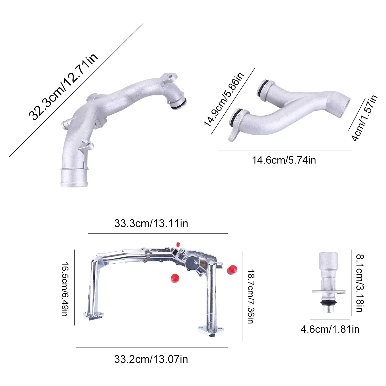 Kit tubo acqua liquido di raffreddamento in alluminio compatibile per Jaguar XE XF XJ F-Type 3.0L LR075991