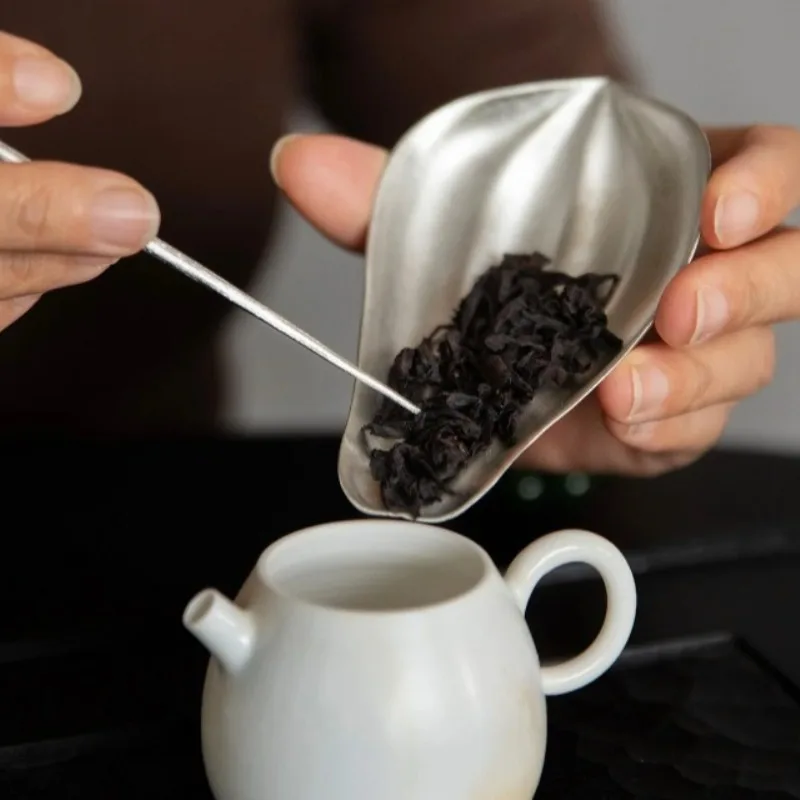 Handmade Chinese Pure Tin Tea Spoon Lotus Petal Water Drop Tea Awaken Device Tea Spade Tea Needle Six Gentlemen Two Piece Set