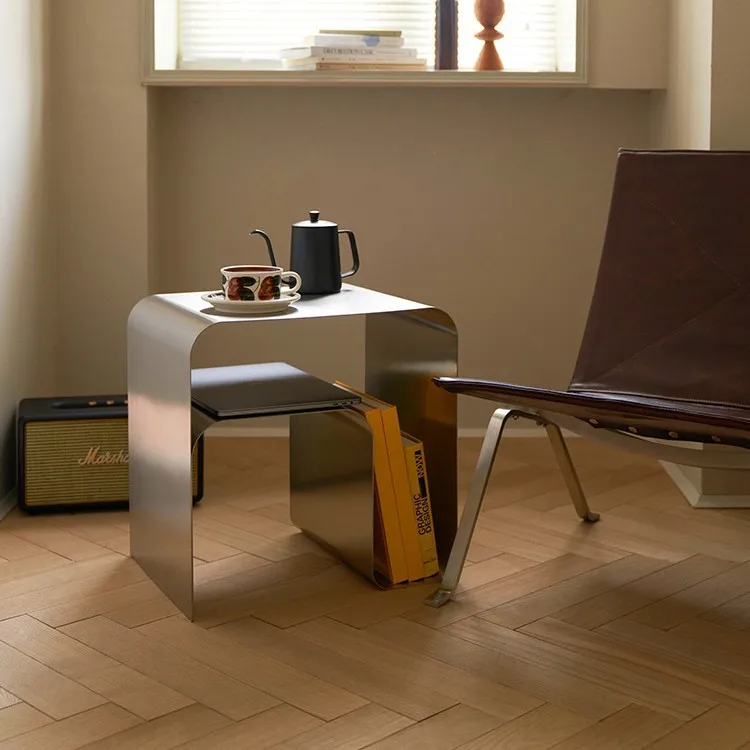 

Wild work medieval minimalist stainless steel bedside table edge several one-piece molded storage cabinet