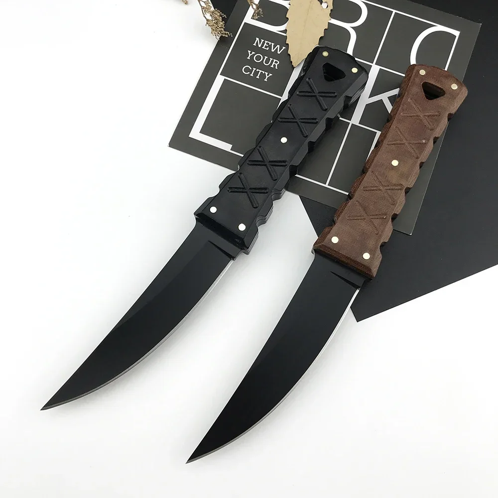 

High Quality Self Defense Camping Fixed Blade Knife Tactical Straight Knife with Sheath G10/ Linen Handle DC53 Steel Blade