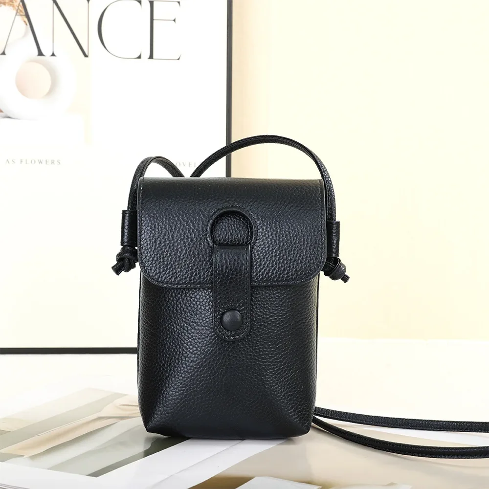 Small Soft Pebbled Real Leather Crossbody Bag Handbags Purses Sling Crossover Shoulder Bag 2024 Summer New Cellphone Pouch Bag