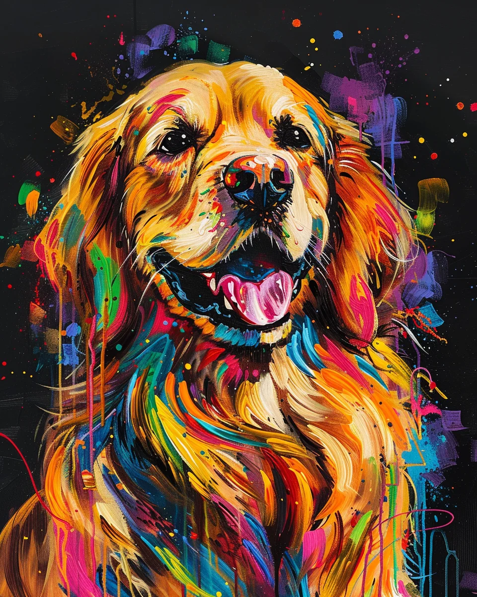 数字による絵画キットハンドペイントゴールデンレトリバー犬花風景 DIY