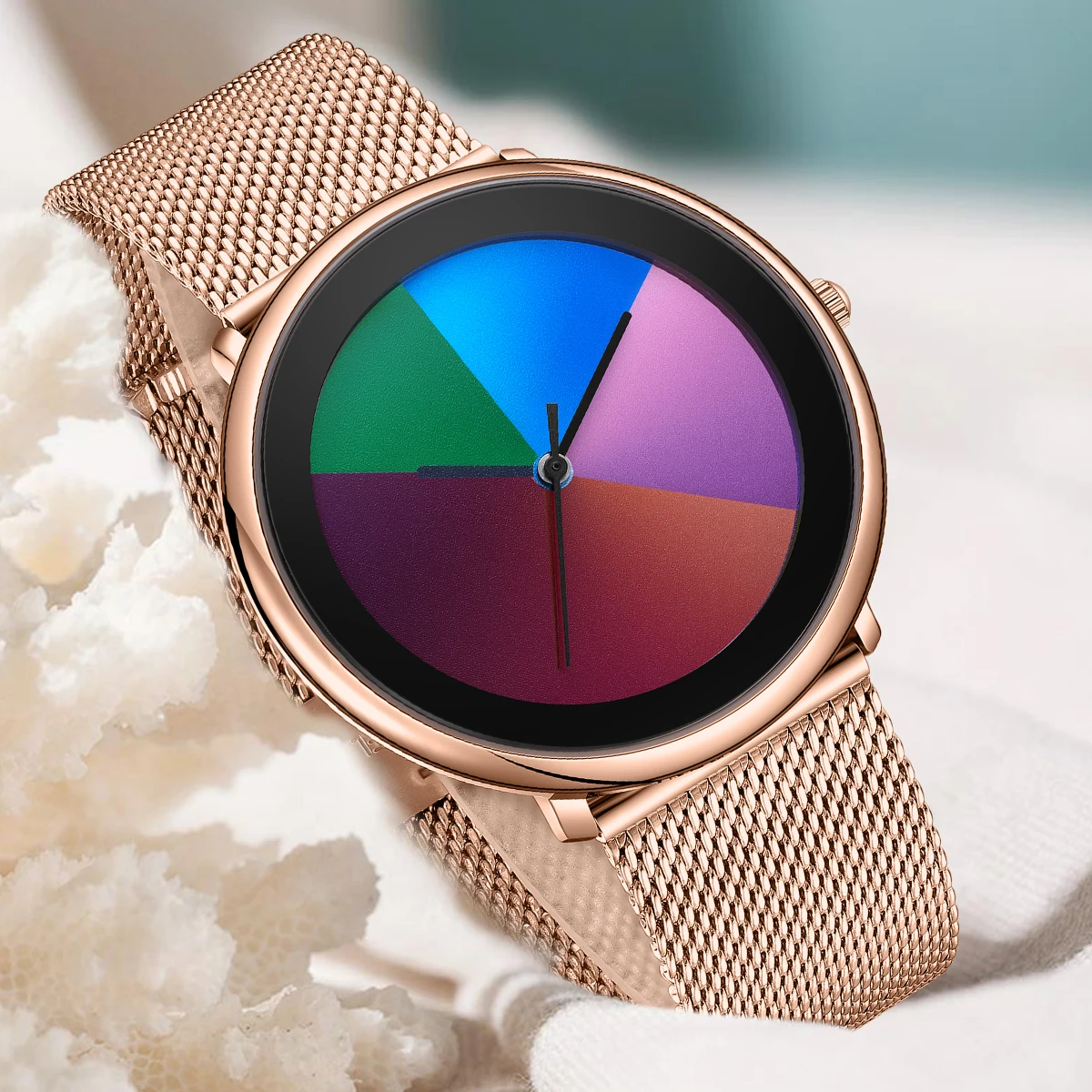 New Fashion LIGE Unique Design Woman Watch Changing Color Dial Casual Ultra-Thin Waterproof Quartz Women Wristwatch Ladies Gifts