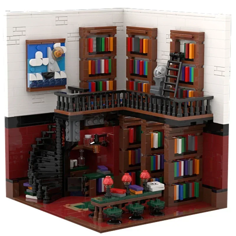 Moc tijolos de construção cidade vista rua modelo biblioteca pública tecnologia blocos modulares presentes brinquedos natal diy conjuntos montagem