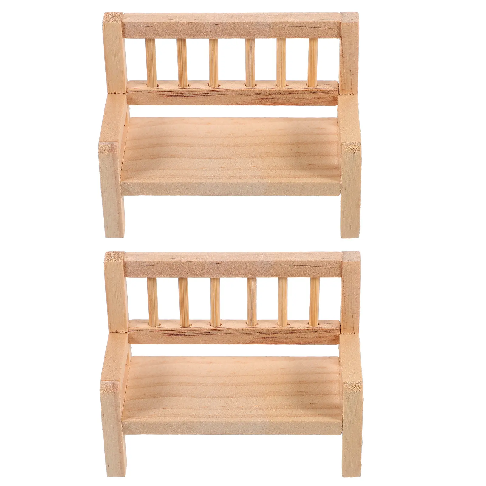 

2Pcs Miniature Wooden Bench for Mini House Decor Realistic Tiny Bench Ornament Lightweight Space Saving DIY Paintable House