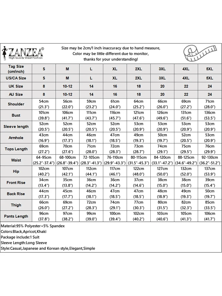 ZANZEA 2025 Elegante Büro Dame Outfits Frauen Hosen Sets Casual Lose Langarm Bluse Hosen Anzüge Solide Mode Passenden Sets