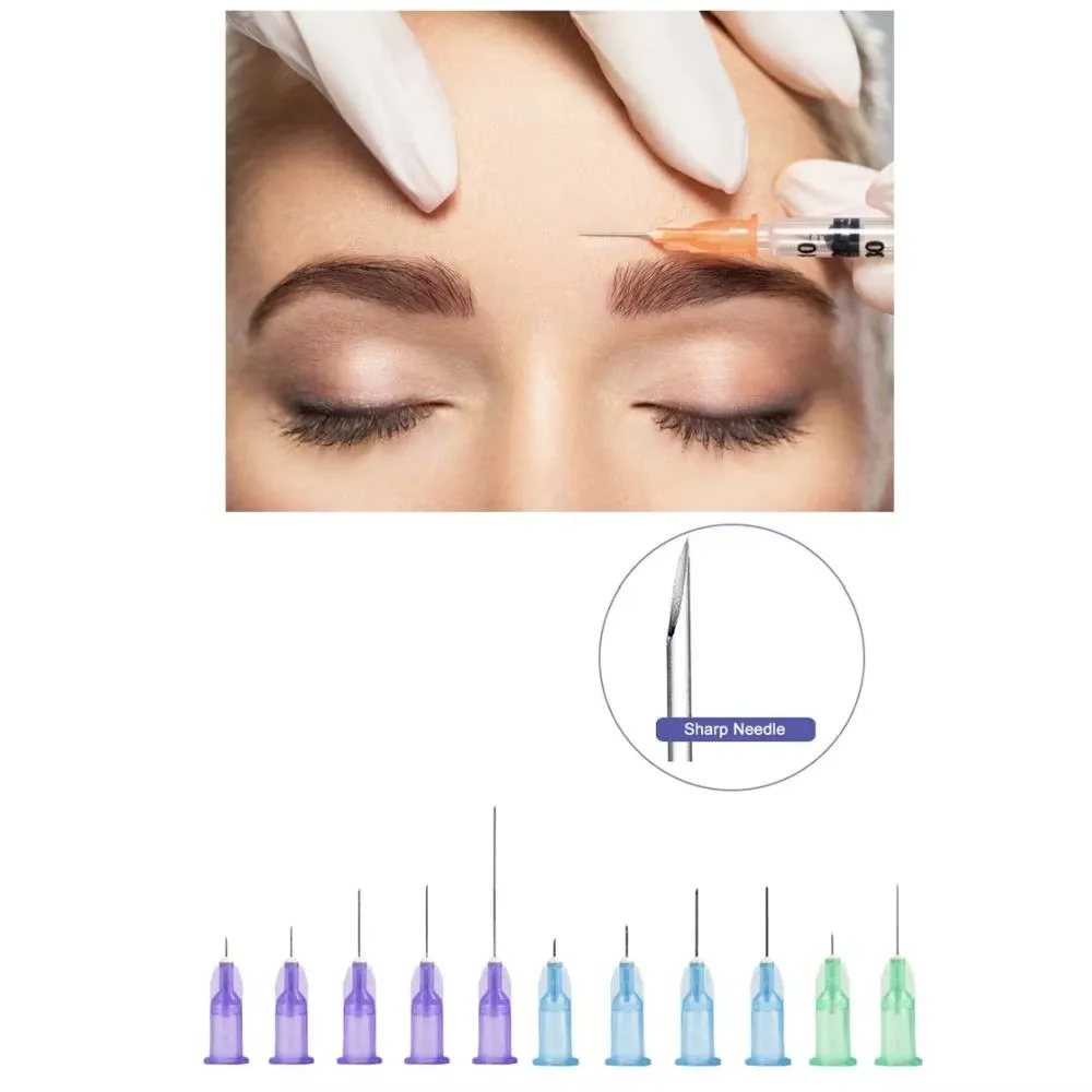 100 Stück 25G 30G 32G 33G 34G Schmerzlose Nadel 4/6/13mm Beauty Ultrafeine Piercing Transparente Spritze Injektionskleber Klare Spitzenkappe – Detail 3