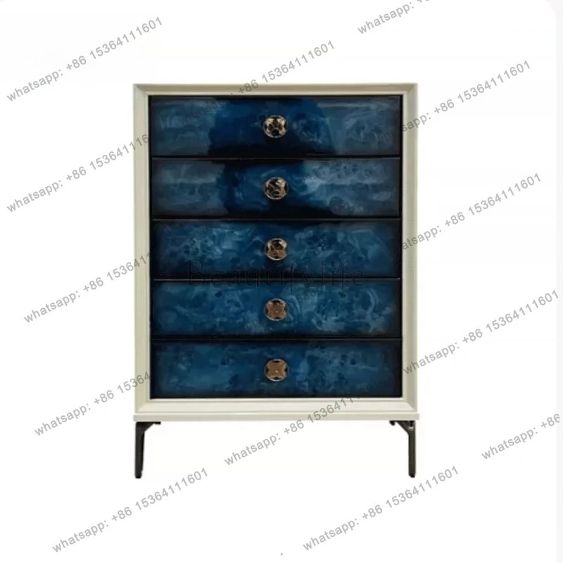 

Italian light luxury blue tree truncated veneer solid wood paint locker high-end entrance partition cabinet