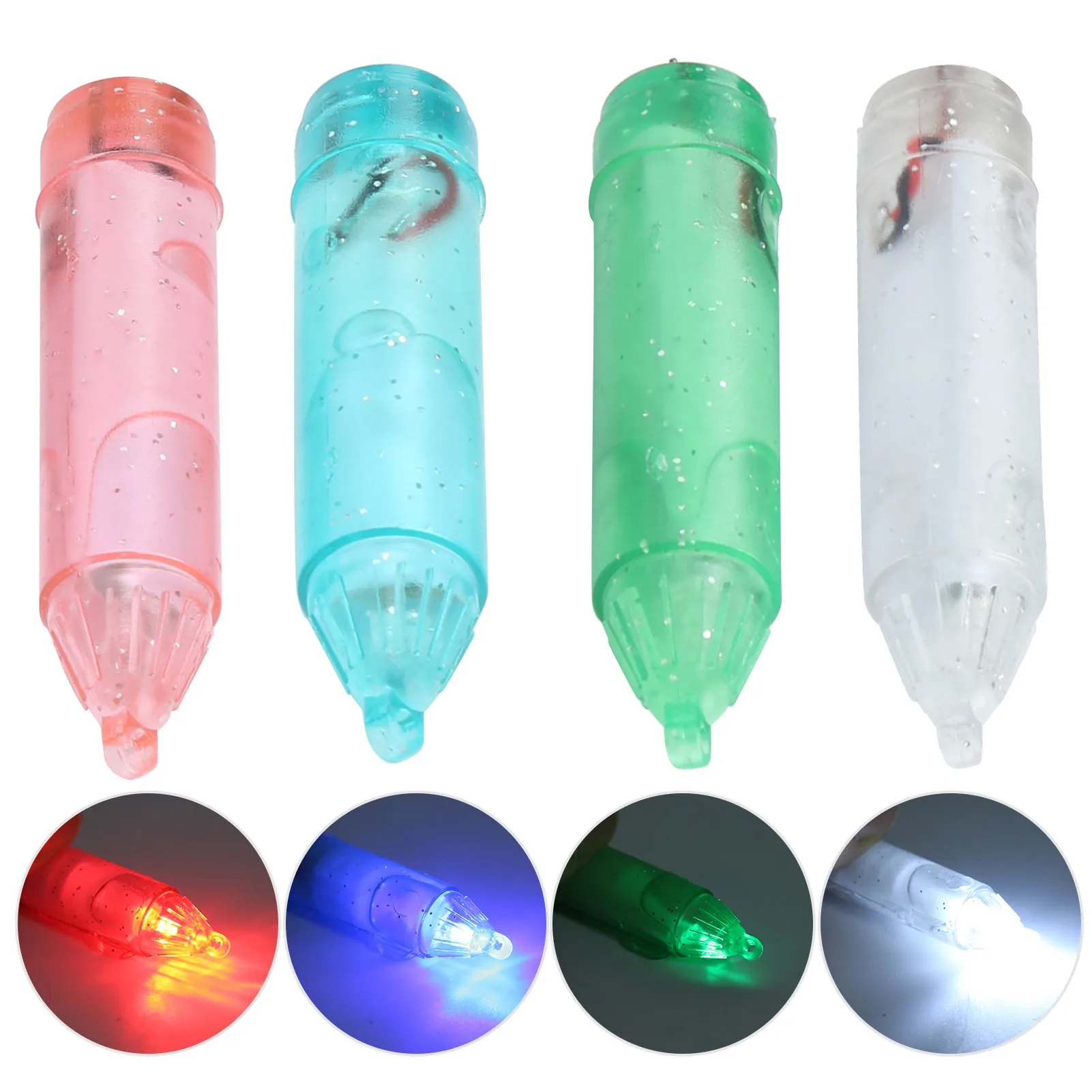 4Pcs Fishing LED Lure Light Underwater Lure Lamp Waterproof Bait Light Fishing Tool