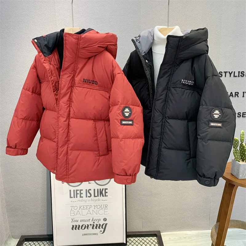 

Корейские зимние детские парки для мальчиков с хлопковой подкладкой, теплая детская верхняя одежда для маленьких мальчиков, пальто с капюшоном, утепленные ветрозащитные куртки для маленьких мальчиков