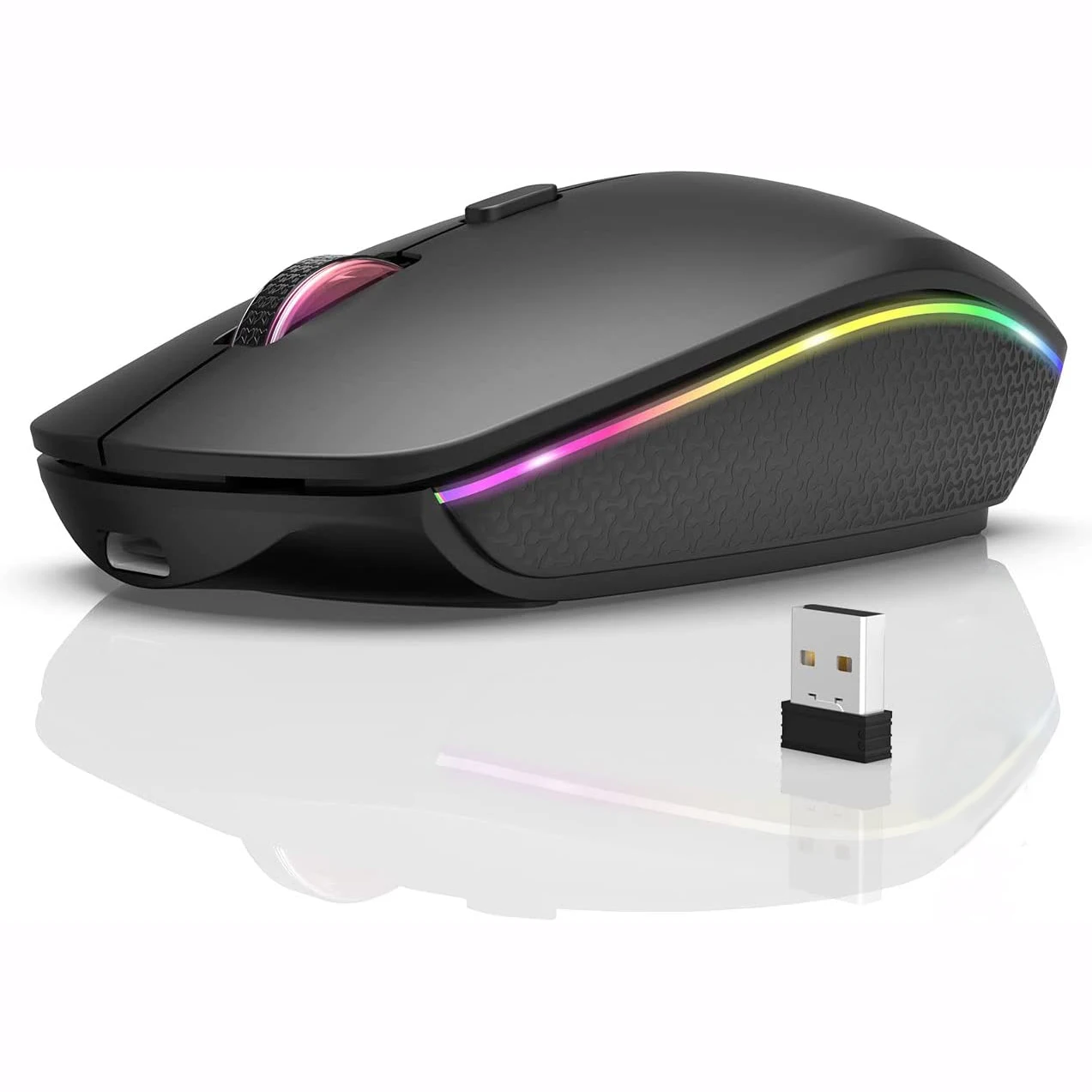 Souris sans fil RVB Rétro-éclairage LED 3 niveaux ug I USB-C Rechargeable Charge Silays euse Ergonomique Compact Portable Souris pour PC Ordinateur Portable