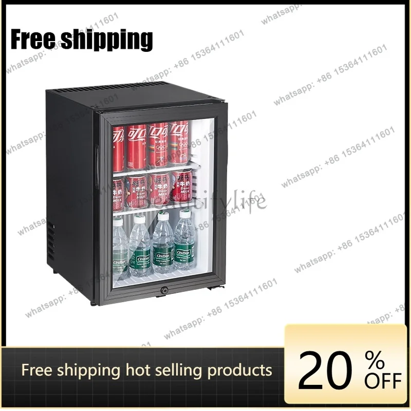 YJ DT-40CG 3-Layer Glass Silent Mini Refrigerator Lockable Cooling Cooler For Commercial Hotel Guesthouse Storage